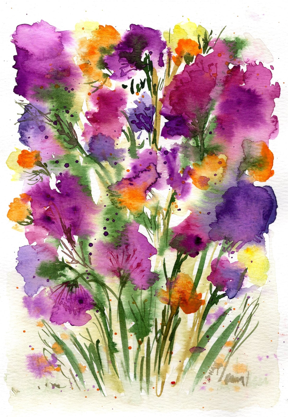 Wild Purple Flowers - Giclee Art Print - Limited Edition