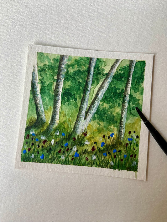 Mini Flower Watercolour Artwork - gold frame