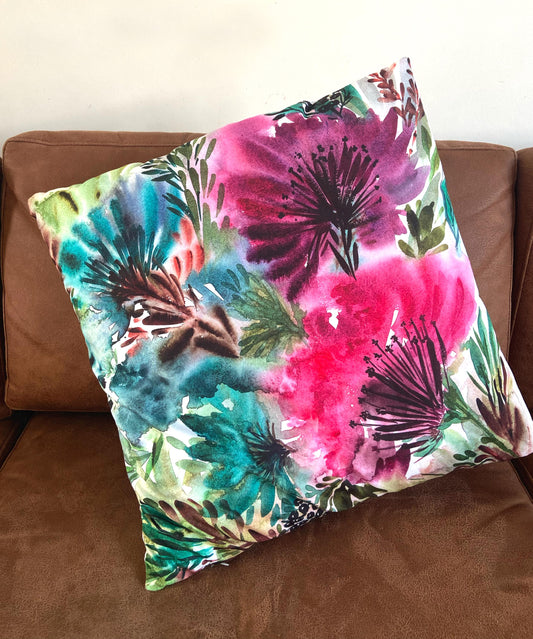 Purple Flower Original Art Cushion
